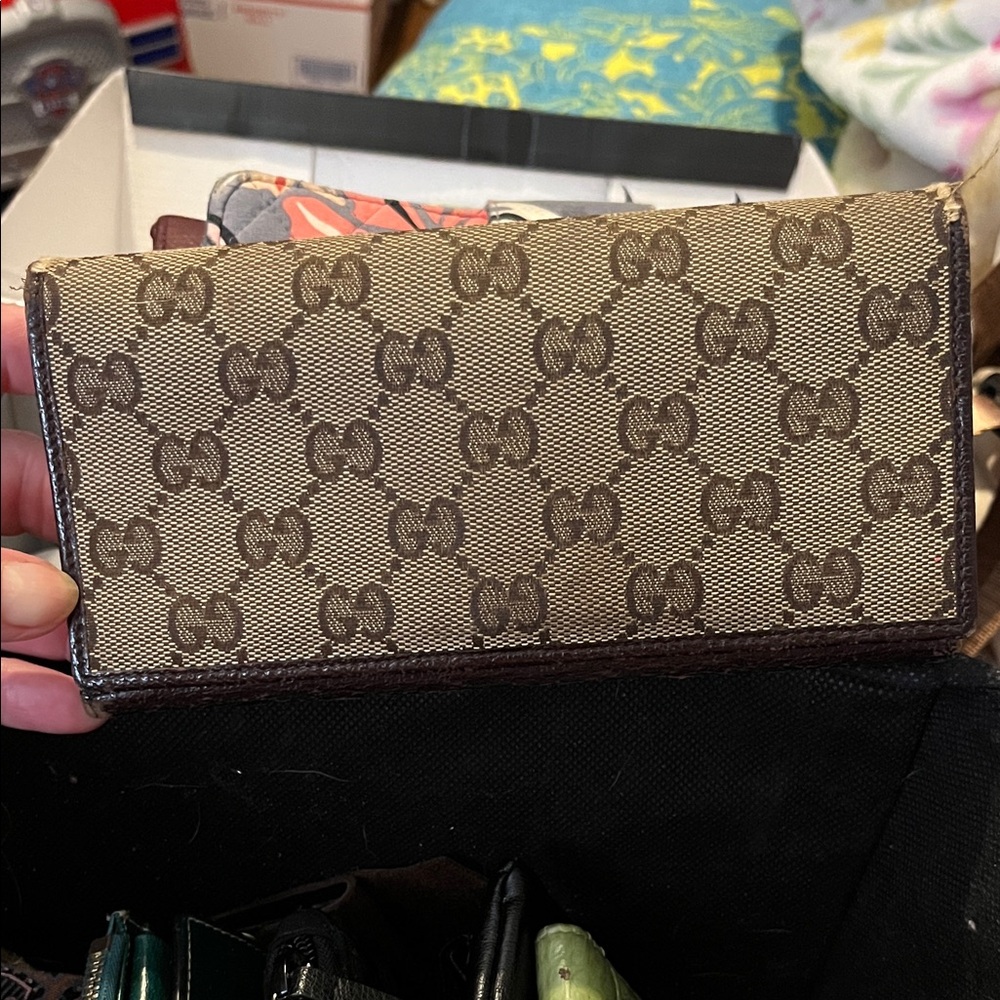 Gucci Beige and Brown Monogram Wallet